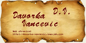 Davorka Vančević vizit kartica